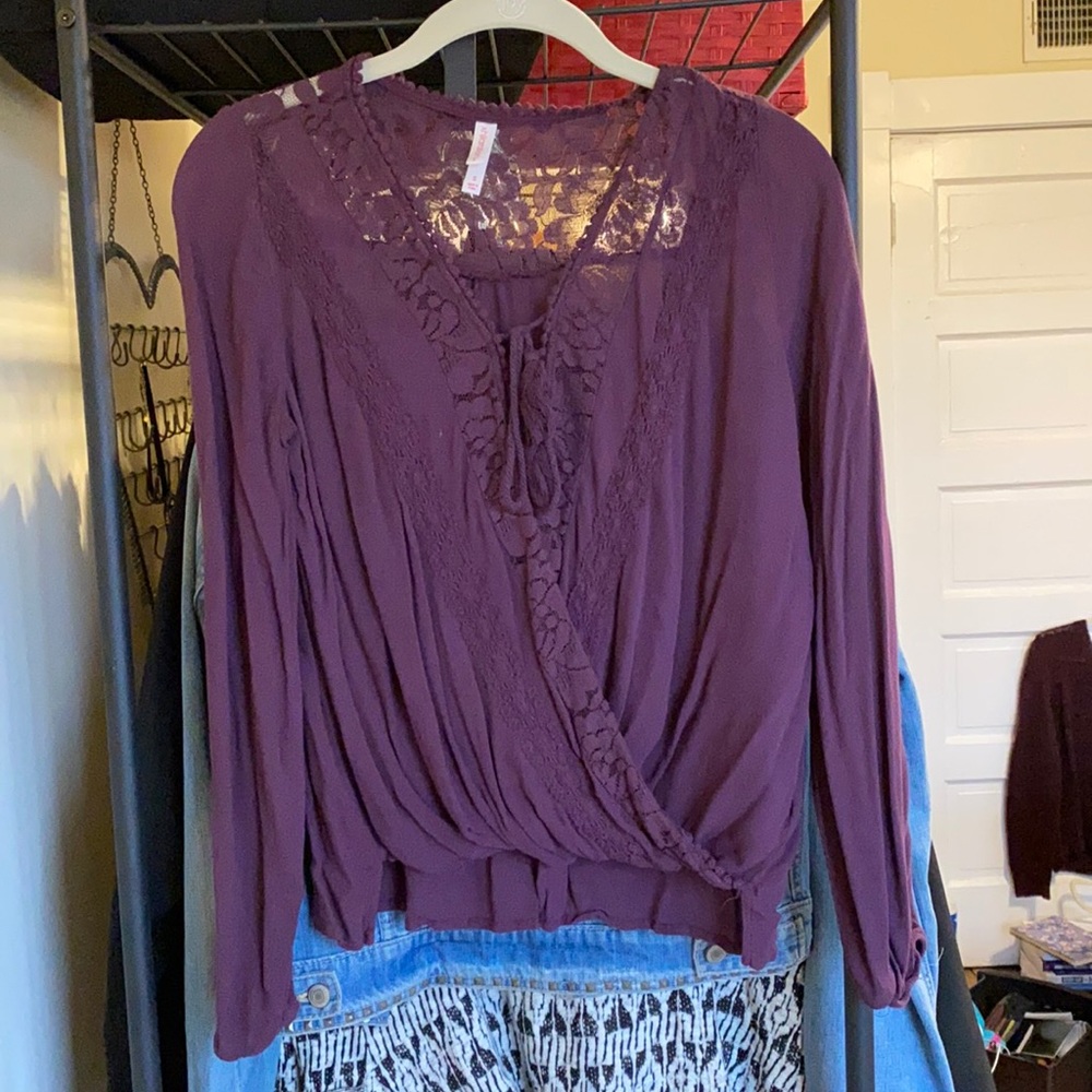 Purple blouse with lace